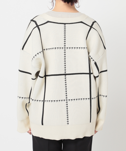 Simplicite（サンプリシテ）の「WジャガードVカーディガン◆（ニット/セーター・レディース・ホワイト/ブラック/ブルー系その他・FREE）」の13枚目の写真