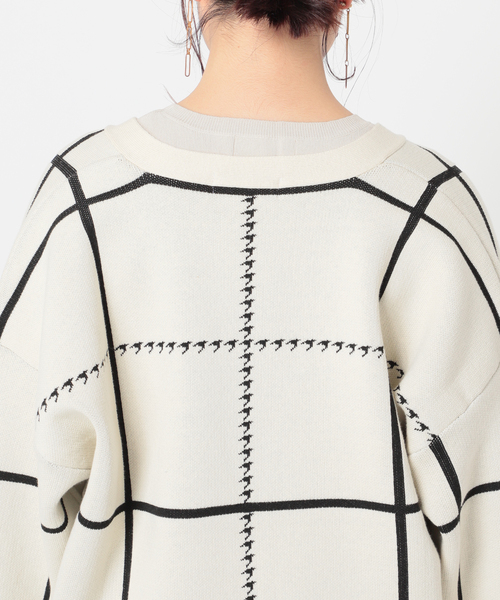 Simplicite（サンプリシテ）の「WジャガードVカーディガン◆（ニット/セーター・レディース・ホワイト/ブラック/ブルー系その他・FREE）」の12枚目の写真