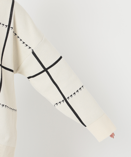 Simplicite（サンプリシテ）の「WジャガードVカーディガン◆（ニット/セーター・レディース・ホワイト/ブラック/ブルー系その他・FREE）」の10枚目の写真