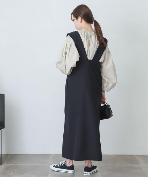 SENSE OF PLACE by URBAN RESEARCH（センスオブプレイスバイアーバンリサーチ）の「『One-C/低身長向けサイズ展開あり』フロントボタンジャンパースカート（ジャンパースカート・レディース・アイボリー/ブラック・ONE/SHORT）」の15枚目の写真