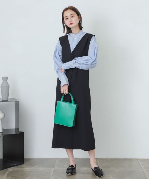 SENSE OF PLACE by URBAN RESEARCH（センスオブプレイスバイアーバンリサーチ）の「『One-C/低身長向けサイズ展開あり』フロントボタンジャンパースカート（ジャンパースカート・レディース・アイボリー/ブラック・ONE/SHORT）」の20枚目の写真