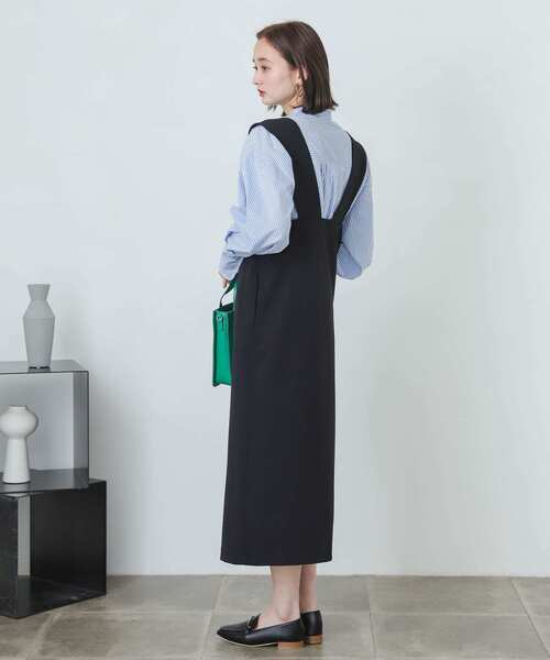 SENSE OF PLACE by URBAN RESEARCH（センスオブプレイスバイアーバンリサーチ）の「『One-C/低身長向けサイズ展開あり』フロントボタンジャンパースカート（ジャンパースカート・レディース・アイボリー/ブラック・ONE/SHORT）」の4枚目の写真