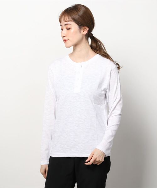 INNOCENT（イノセント）の「『RDS』ヘンリーネックスラブ天竺カットソー（Tシャツ/カットソー・レディース・ホワイト/ブラック/ベージュ/ネイビー/グレー/カーキ/ライトピンク・X-LARGE/MEDIUM/LARGE）」の11枚目の写真