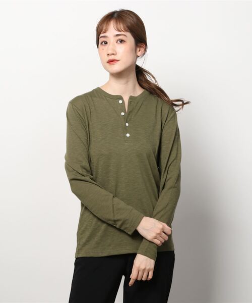 INNOCENT（イノセント）の「『RDS』ヘンリーネックスラブ天竺カットソー（Tシャツ/カットソー・レディース・ホワイト/ブラック/ベージュ/ネイビー/グレー/カーキ/ライトピンク・X-LARGE/MEDIUM/LARGE）」の12枚目の写真