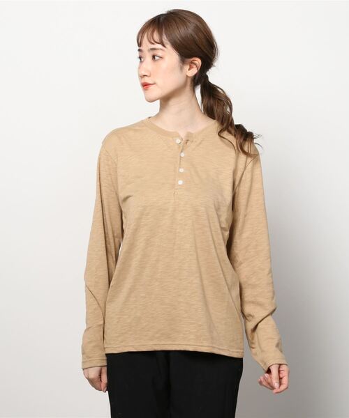 INNOCENT（イノセント）の「『RDS』ヘンリーネックスラブ天竺カットソー（Tシャツ/カットソー・レディース・ホワイト/ブラック/ベージュ/ネイビー/グレー/カーキ/ライトピンク・X-LARGE/MEDIUM/LARGE）」の14枚目の写真