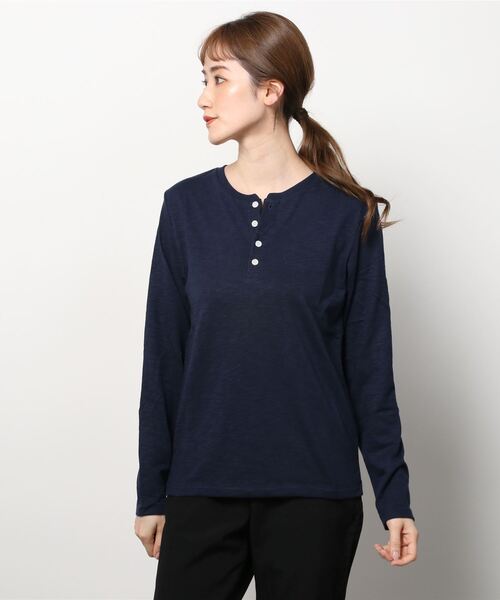 INNOCENT（イノセント）の「『RDS』ヘンリーネックスラブ天竺カットソー（Tシャツ/カットソー・レディース・ホワイト/ブラック/ベージュ/ネイビー/グレー/カーキ/ライトピンク・X-LARGE/MEDIUM/LARGE）」の16枚目の写真
