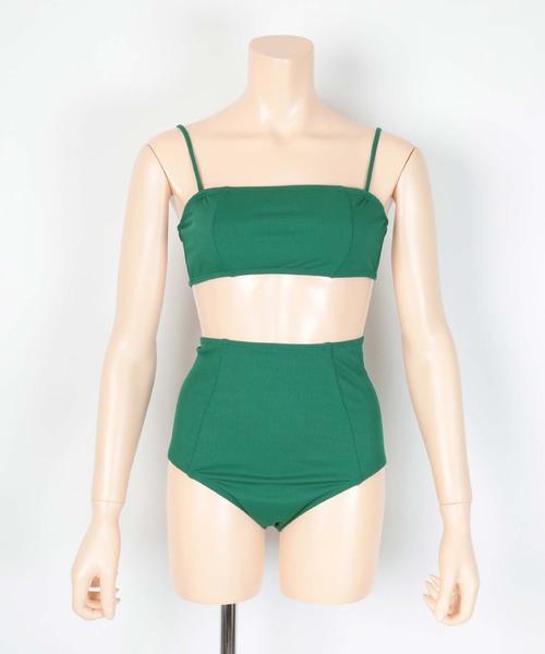 SEA DRESS（シードレス）の「ﾊｲｳｴｽﾄ×ｼﾝﾌﾟﾙﾘﾌﾞﾋﾞｷﾆ/水着（水着・レディース・チェリーピンク/ブラウン/グリーン・L/S/M）」の9枚目の写真