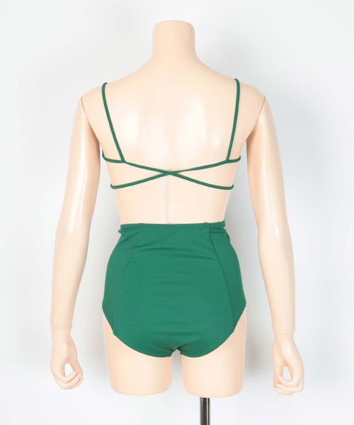 SEA DRESS（シードレス）の「ﾊｲｳｴｽﾄ×ｼﾝﾌﾟﾙﾘﾌﾞﾋﾞｷﾆ/水着（水着・レディース・チェリーピンク/ブラウン/グリーン・L/S/M）」の12枚目の写真