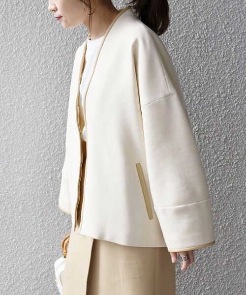 SHIPS（シップス）の「〈手洗い可能〉 ミラノリブ パイピング ブルゾン