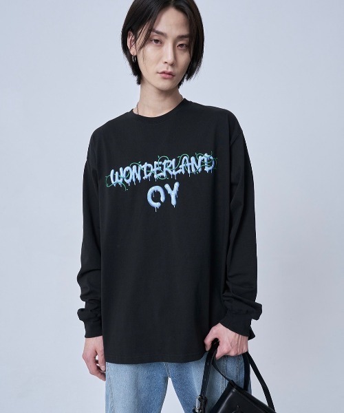 OY(オーワイ)の「【OY/オーワイ】VINE MELTING LOGO LONG SLEEVE/ロゴロンT 長袖Tシャツ プリントロンTシャツ(Tシャツ/カットソー・メンズ・ブラック/ホワイト・01/02)」の1枚目の写真