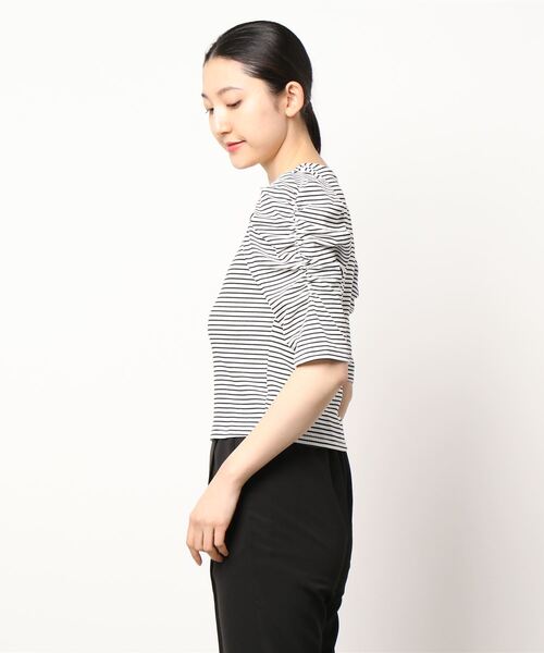 prose verse（プロズヴェール）の「パワショルリブボーダーカットソー（Tシャツ/カットソー・レディース・ブラック/アイボリー/イエロー/グリーン・MEDIUM）」の6枚目の写真