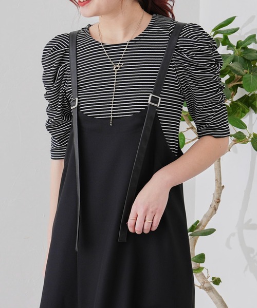 prose verse（プロズヴェール）の「パワショルリブボーダーカットソー（Tシャツ/カットソー・レディース・ブラック/アイボリー/イエロー/グリーン・MEDIUM）」の3枚目の写真