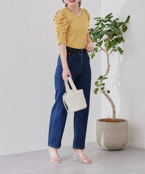 prose verse（プロズヴェール）の「パワショルリブボーダーカットソー（Tシャツ/カットソー・レディース・ブラック/アイボリー/イエロー/グリーン・MEDIUM）」の12枚目の写真