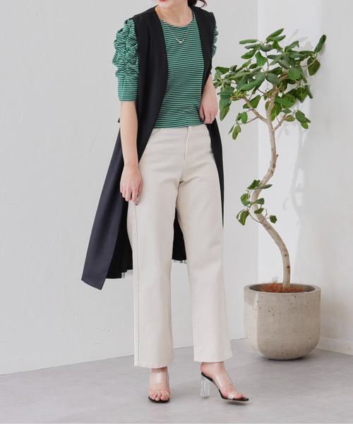 prose verse（プロズヴェール）の「パワショルリブボーダーカットソー（Tシャツ/カットソー・レディース・ブラック/アイボリー/イエロー/グリーン・MEDIUM）」の14枚目の写真