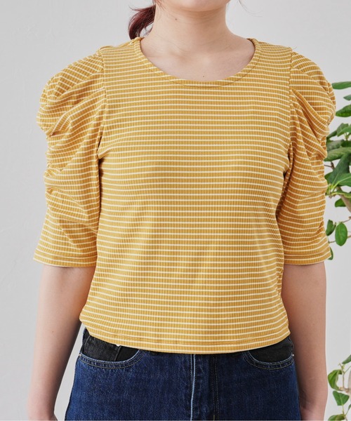 prose verse（プロズヴェール）の「パワショルリブボーダーカットソー（Tシャツ/カットソー・レディース・ブラック/アイボリー/イエロー/グリーン・MEDIUM）」の17枚目の写真