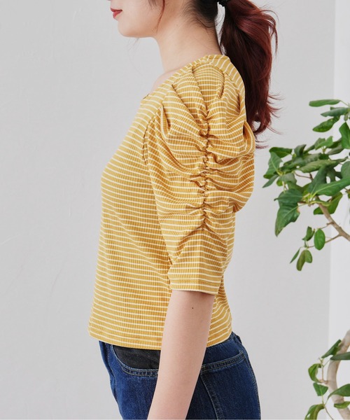 prose verse（プロズヴェール）の「パワショルリブボーダーカットソー（Tシャツ/カットソー・レディース・ブラック/アイボリー/イエロー/グリーン・MEDIUM）」の18枚目の写真