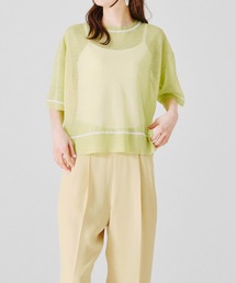 配色ラインシアーニットTシャツ/AC1356