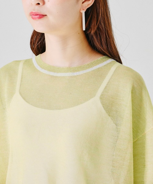 acro（アクロ）の「配色ラインシアーニットTシャツ/AC1356（Tシャツ/カットソー・レディース・ホワイト/パープル/イエロー・ﾌﾘ-）」の14枚目の写真