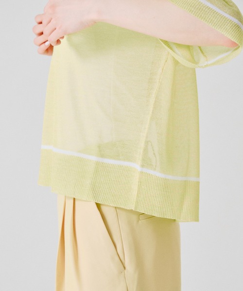 acro（アクロ）の「配色ラインシアーニットTシャツ/AC1356（Tシャツ/カットソー・レディース・ホワイト/パープル/イエロー・ﾌﾘ-）」の17枚目の写真