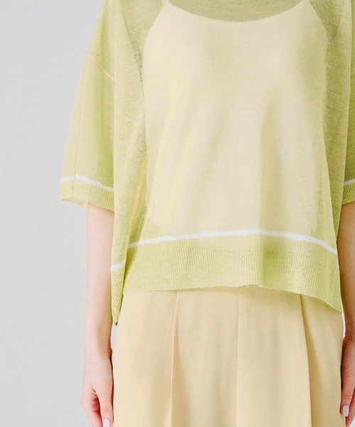 acro（アクロ）の「配色ラインシアーニットTシャツ/AC1356（Tシャツ/カットソー・レディース・ホワイト/パープル/イエロー・ﾌﾘ-）」の15枚目の写真