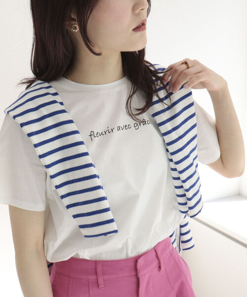 fredy emue（フレディエミュ）の「シルケットちびロゴTシャツ（Tシャツ/カットソー・レディース・オフホワイト/チャコールグレー・38）」の2枚目の写真