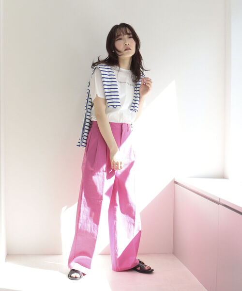 fredy emue（フレディエミュ）の「シルケットちびロゴTシャツ（Tシャツ/カットソー・レディース・オフホワイト/チャコールグレー・38）」の21枚目の写真