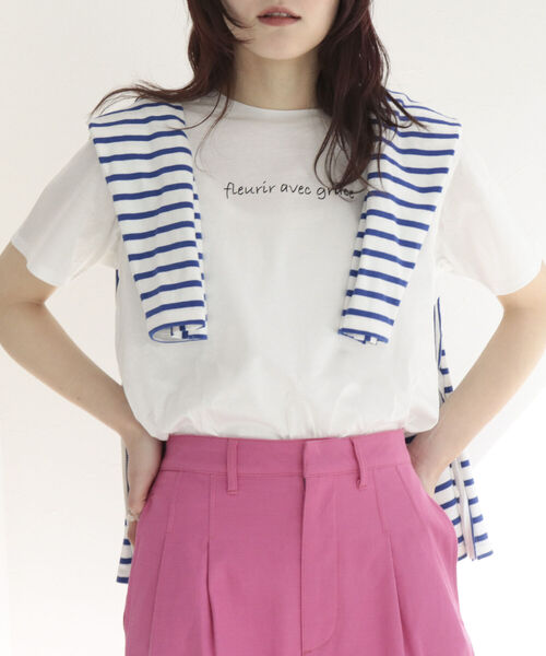 fredy emue（フレディエミュ）の「シルケットちびロゴTシャツ（Tシャツ/カットソー・レディース・オフホワイト/チャコールグレー・38）」の19枚目の写真