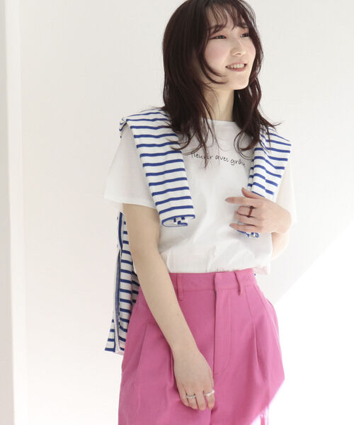 fredy emue（フレディエミュ）の「シルケットちびロゴTシャツ（Tシャツ/カットソー・レディース・オフホワイト/チャコールグレー・38）」の18枚目の写真