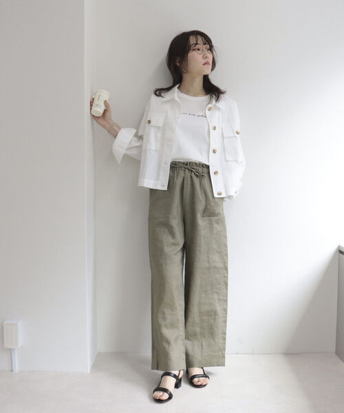 fredy emue（フレディエミュ）の「シルケットちびロゴTシャツ（Tシャツ/カットソー・レディース・オフホワイト/チャコールグレー・38）」の12枚目の写真