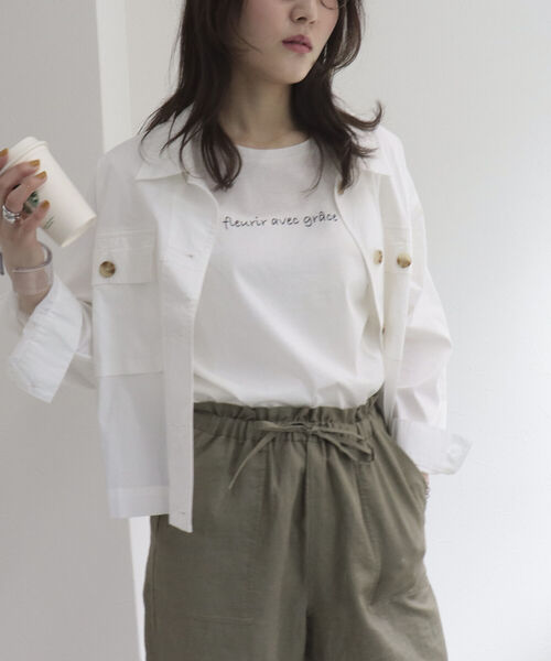 fredy emue（フレディエミュ）の「シルケットちびロゴTシャツ（Tシャツ/カットソー・レディース・オフホワイト/チャコールグレー・38）」の11枚目の写真