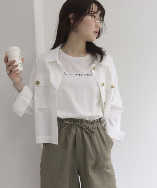 fredy emue（フレディエミュ）の「シルケットちびロゴTシャツ（Tシャツ/カットソー・レディース・オフホワイト/チャコールグレー・38）」の10枚目の写真