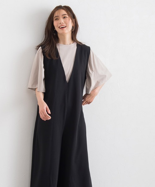 Pierrot（ピエロ）の「ペアスキンVネックオールインワン（サロペット/オーバーオール・レディース・ブラック/カーキ/ネイビー・M/L）」の19枚目の写真