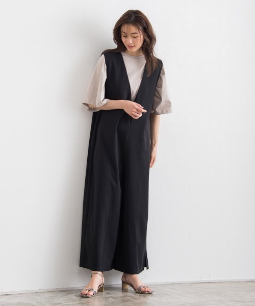 Pierrot（ピエロ）の「ペアスキンVネックオールインワン（サロペット/オーバーオール・レディース・ブラック/カーキ/ネイビー・M/L）」の17枚目の写真