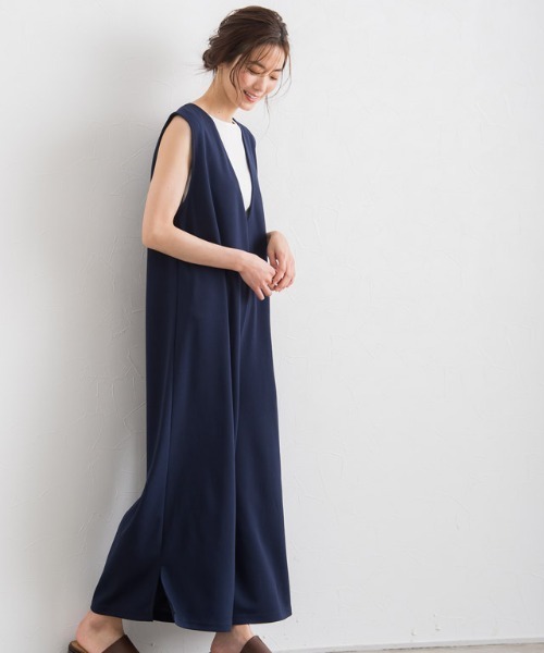 Pierrot（ピエロ）の「ペアスキンVネックオールインワン（サロペット/オーバーオール・レディース・ブラック/カーキ/ネイビー・M/L）」の20枚目の写真