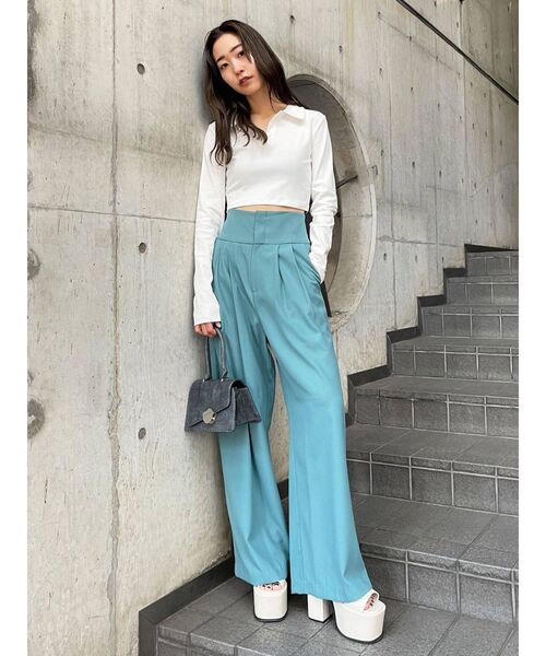 EMODA（エモダ）の「スーパーハイウエストワイドパンツ（その他パンツ・レディース・ブラック/ブルー/その他・SMALL/MEDIUM）」の14枚目の写真