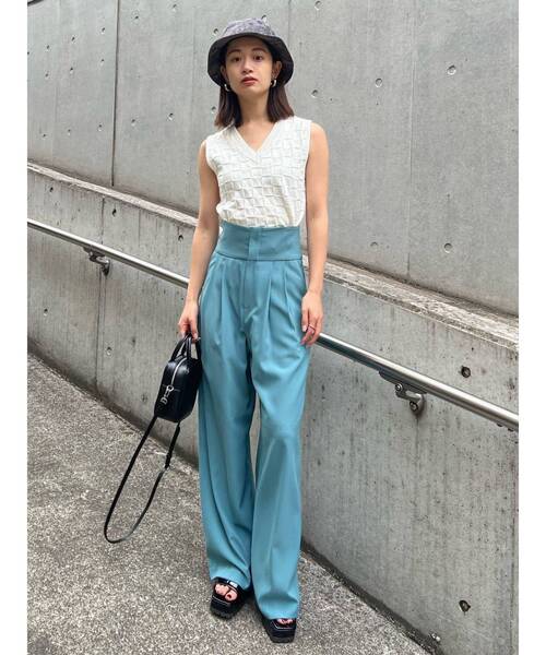 EMODA（エモダ）の「スーパーハイウエストワイドパンツ（その他パンツ・レディース・ブラック/ブルー/その他・SMALL/MEDIUM）」の15枚目の写真