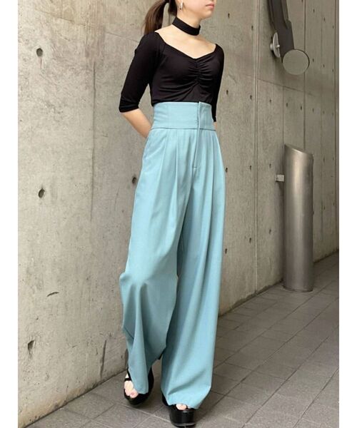 EMODA（エモダ）の「スーパーハイウエストワイドパンツ（その他パンツ・レディース・ブラック/ブルー/その他・SMALL/MEDIUM）」の16枚目の写真