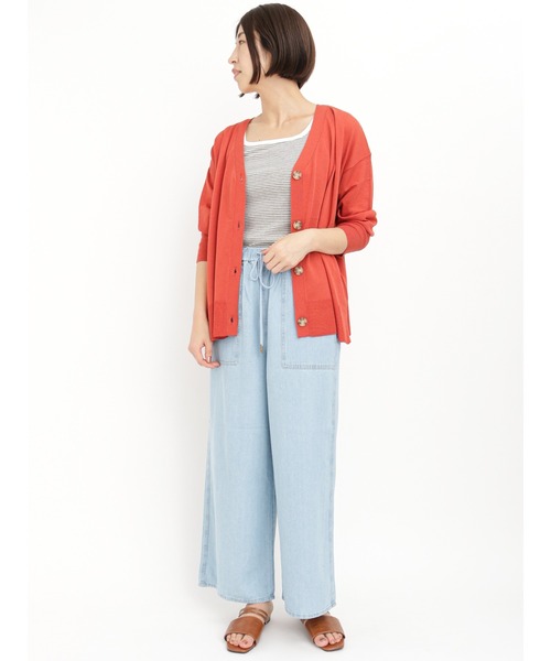 Lugnoncure(ルノンキュール)の「シアーVネックニットカーディガン(カーディガン/ボレロ・レディース・ブラック/オレンジ/グリーン・フリ-)」の9枚目の写真