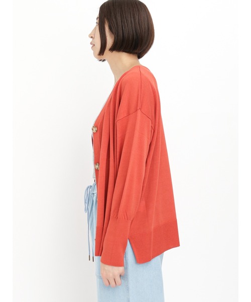 Lugnoncure(ルノンキュール)の「シアーVネックニットカーディガン(カーディガン/ボレロ・レディース・ブラック/オレンジ/グリーン・フリ-)」の10枚目の写真