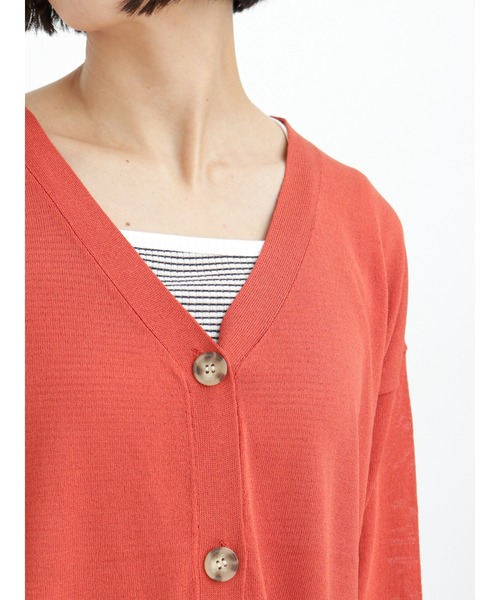 Lugnoncure(ルノンキュール)の「シアーVネックニットカーディガン(カーディガン/ボレロ・レディース・ブラック/オレンジ/グリーン・フリ-)」の7枚目の写真