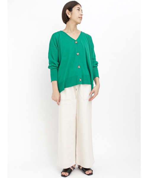 Lugnoncure(ルノンキュール)の「シアーVネックニットカーディガン(カーディガン/ボレロ・レディース・ブラック/オレンジ/グリーン・フリ-)」の6枚目の写真