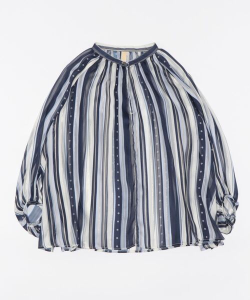 Q（キュー）の「ラメストライプエアシャイン（シャツ/ブラウス・レディース・ブルー系その他/レッド系その他・MEDIUM）」の4枚目の写真