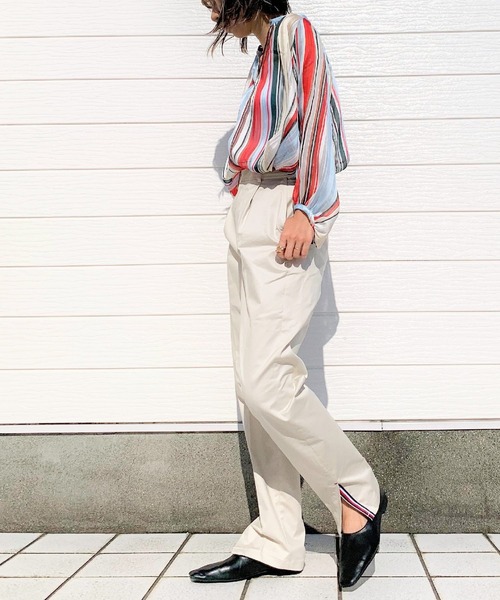 Q（キュー）の「ラメストライプエアシャイン（シャツ/ブラウス・レディース・ブルー系その他/レッド系その他・MEDIUM）」の12枚目の写真