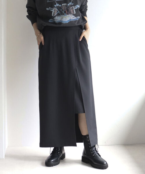 fredy emue（フレディエミュ）の「レイヤードナロースカート（スカート・レディース・ブラック/グレー・38/36）」の20枚目の写真