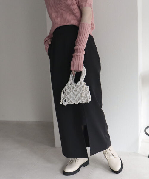 fredy emue（フレディエミュ）の「レイヤードナロースカート（スカート・レディース・ブラック/グレー・38/36）」の7枚目の写真