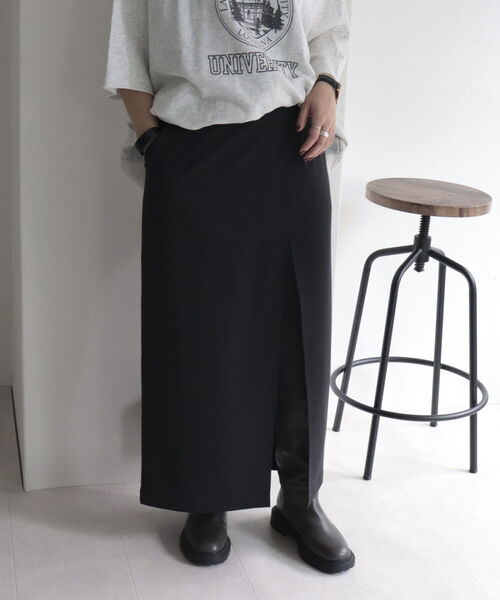 fredy emue（フレディエミュ）の「レイヤードナロースカート（スカート・レディース・ブラック/グレー・38/36）」の10枚目の写真