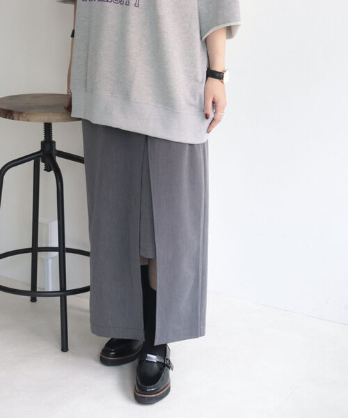 fredy emue（フレディエミュ）の「レイヤードナロースカート（スカート・レディース・ブラック/グレー・38/36）」の18枚目の写真