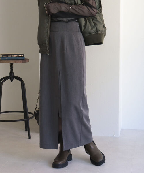 fredy emue（フレディエミュ）の「レイヤードナロースカート（スカート・レディース・ブラック/グレー・38/36）」の15枚目の写真