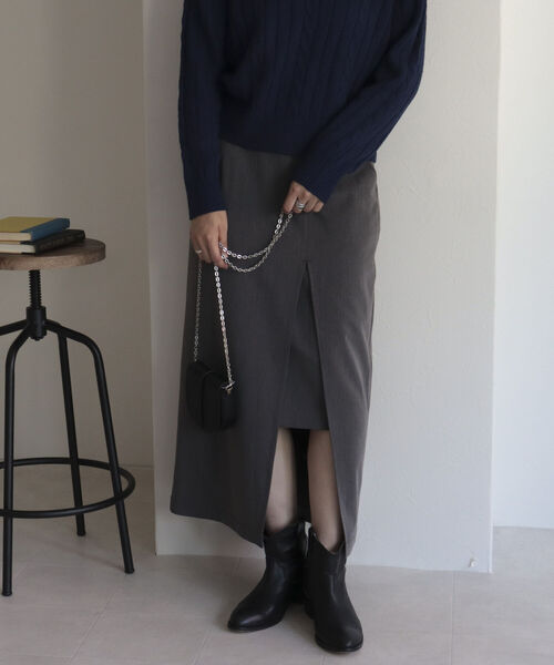 fredy emue（フレディエミュ）の「レイヤードナロースカート（スカート・レディース・ブラック/グレー・38/36）」の19枚目の写真