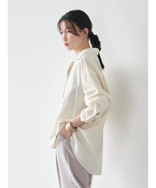 earth music&ecology（アースミュージックアンドエコロジー）の「スキッパーシャツ（シャツ/ブラウス・レディース・ブルー/アイボリー/ブラウン・FREE）」の5枚目の写真